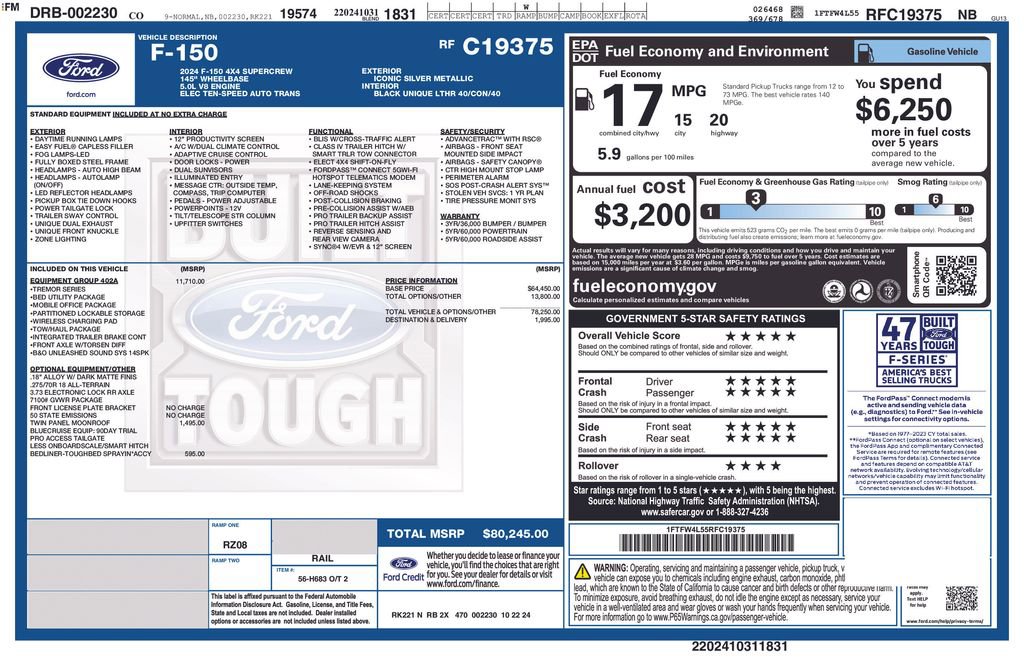 Certified 2024 Ford F150 Tremor w/ Equipment Group 402A High AWD/4WD image 49