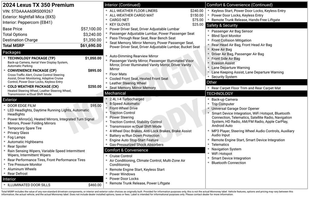 Used 2024 Lexus TX 350 FWD w/ Technology Package image 27