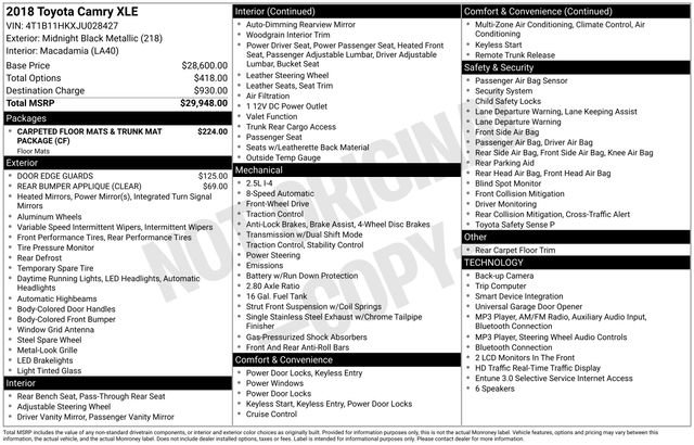 Used 2018 Toyota Camry XLE FWD image 27
