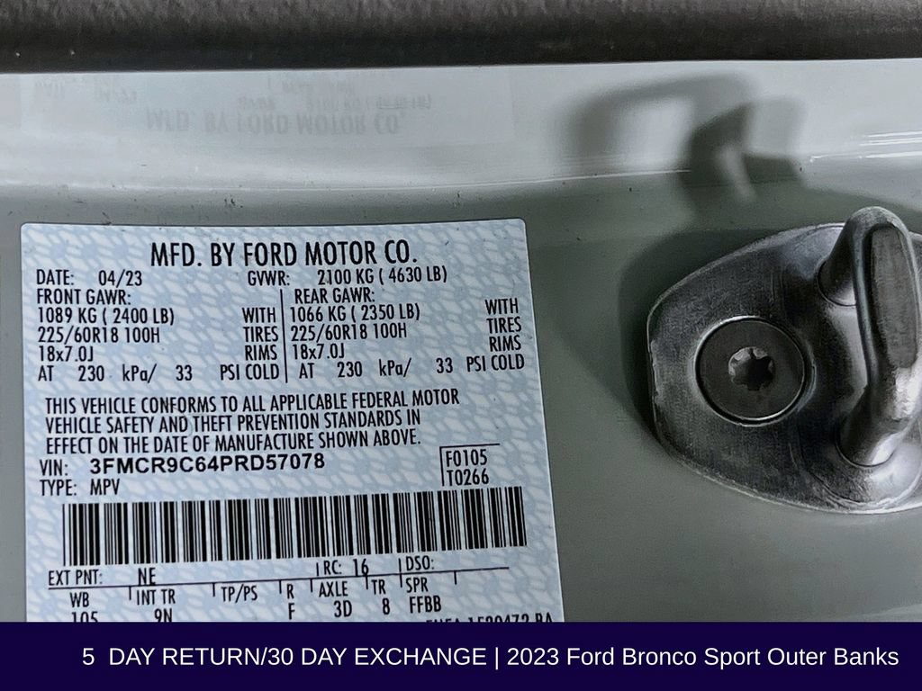 Certified 2023 Ford Bronco Sport Outer Banks w/ Tech Package AWD/4WD image 39