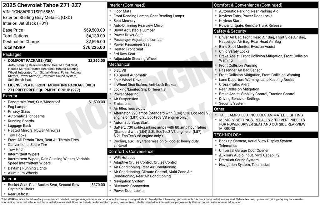 Used 2025 Chevrolet Tahoe Z71 w/ Comfort Package AWD/4WD image 4