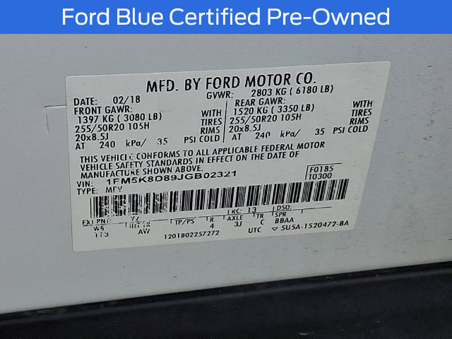 Certified 2018 Ford Explorer XLT w/ Equipment Group 202A AWD/4WD image 33