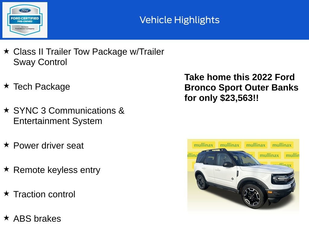 Certified 2022 Ford Bronco Sport Outer Banks w/ Tech Package image 10
