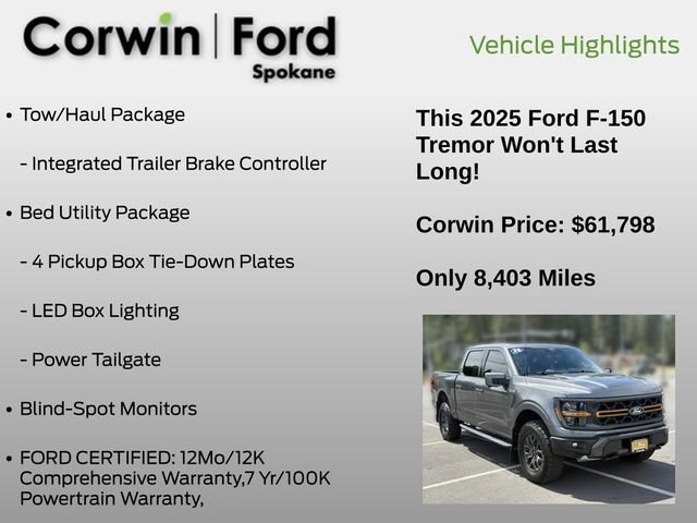 Certified 2025 Ford F150 Tremor w/ Equipment Group 402A High AWD/4WD image 25