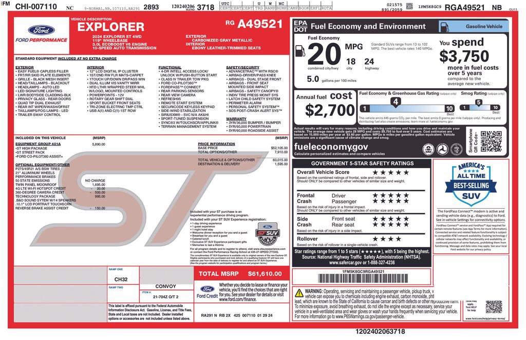 Certified 2024 Ford Explorer ST w/ Equipment Group 401A AWD/4WD image 32