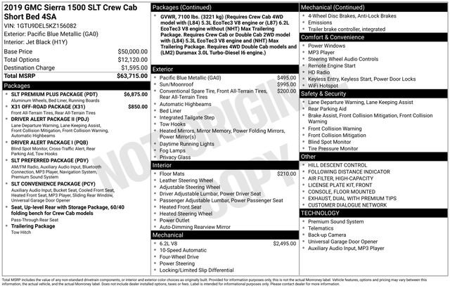 Used 2019 GMC Sierra 1500 SLT w/ SLT Premium Plus Package image 37