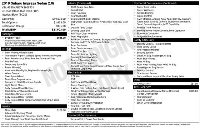 Used 2019 Subaru Impreza 2.0i w/ Eyesight image 6