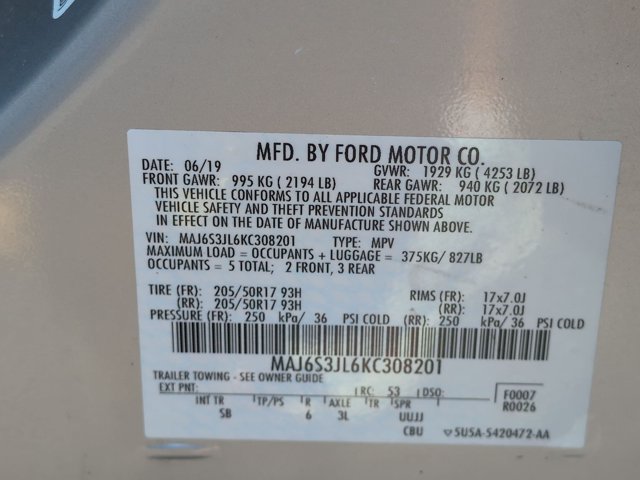 Certified 2019 Ford EcoSport SES AWD/4WD image 32