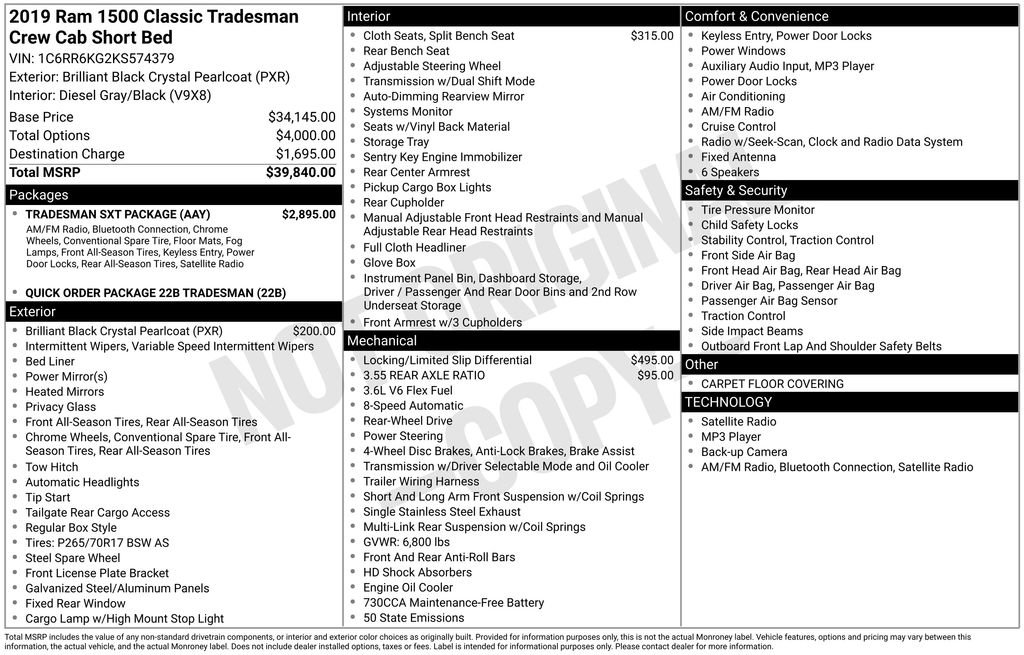 Used 2019 RAM 1500 Tradesman w/ Tradesman SXT Package image 6