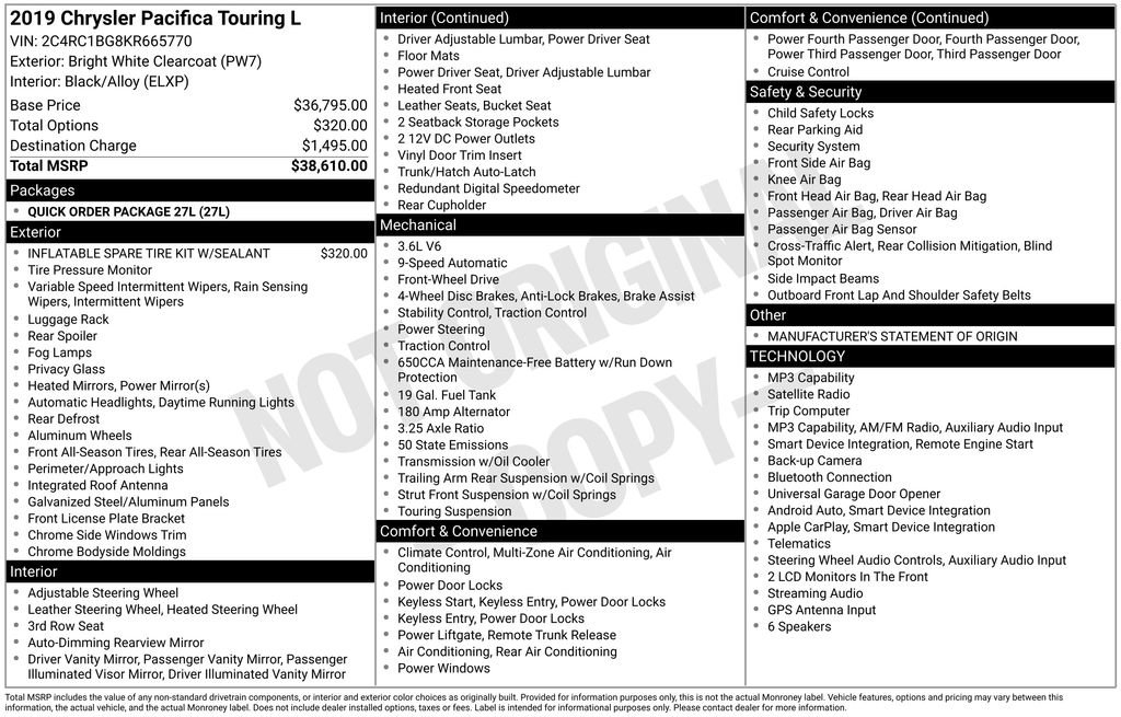 Used 2019 Chrysler Pacifica Touring-L FWD image 7
