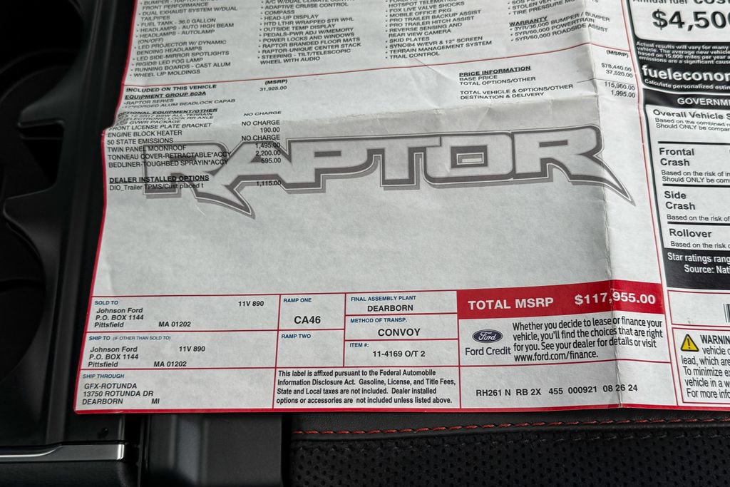 Certified 2024 Ford F150 Raptor w/ Equipment Group 803A Raptor R image 60