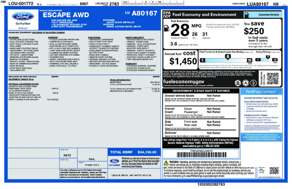 Certified 2020 Ford Escape SEL AWD/4WD image 13