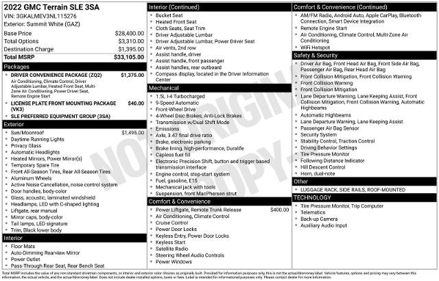 Used 2022 GMC Terrain SLE w/ Driver Convenience Package FWD image 16