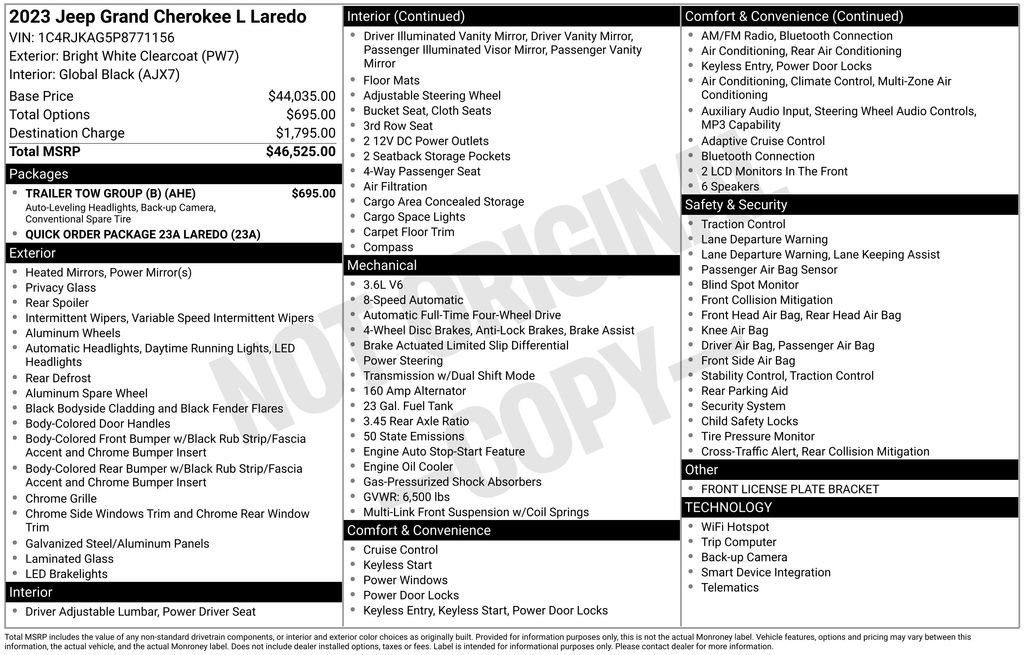 Used 2023 Jeep Grand Cherokee L Laredo w/ Trailer Tow Group (B) AWD/4WD image 31