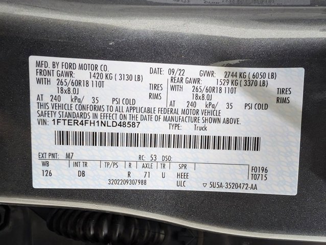 Certified 2022 Ford Ranger Lariat w/ Equipment Group 501A High AWD/4WD image 10