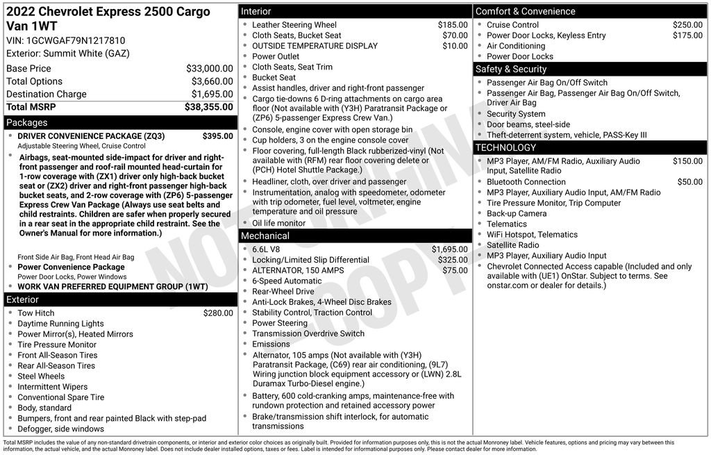 Used 2022 Chevrolet Express 2500 w/ Driver Convenience Package RWD image 20