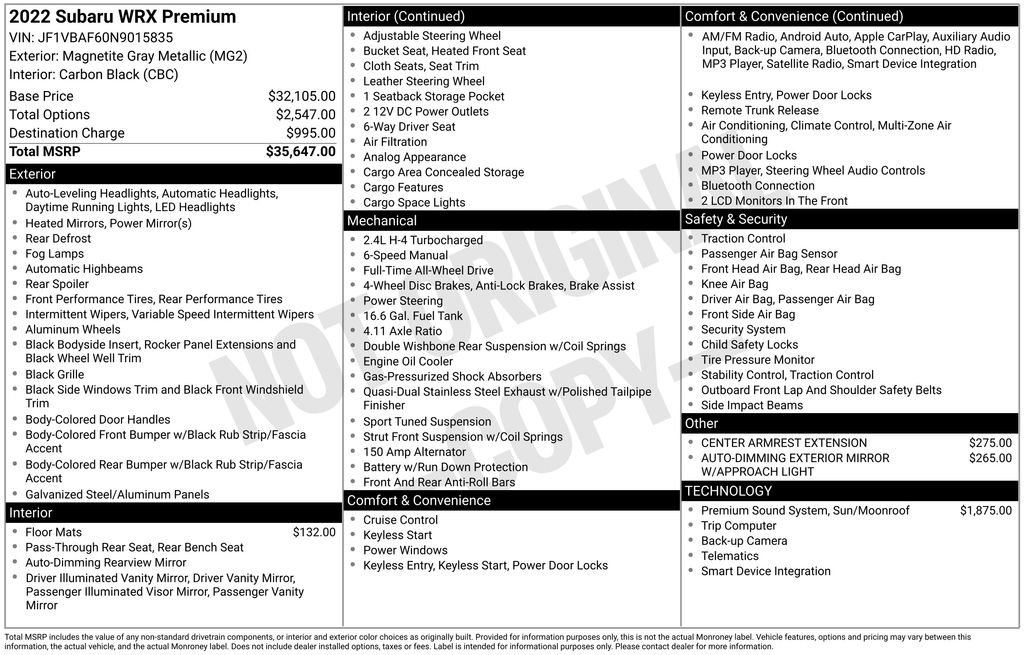 Used 2022 Subaru WRX Premium image 14