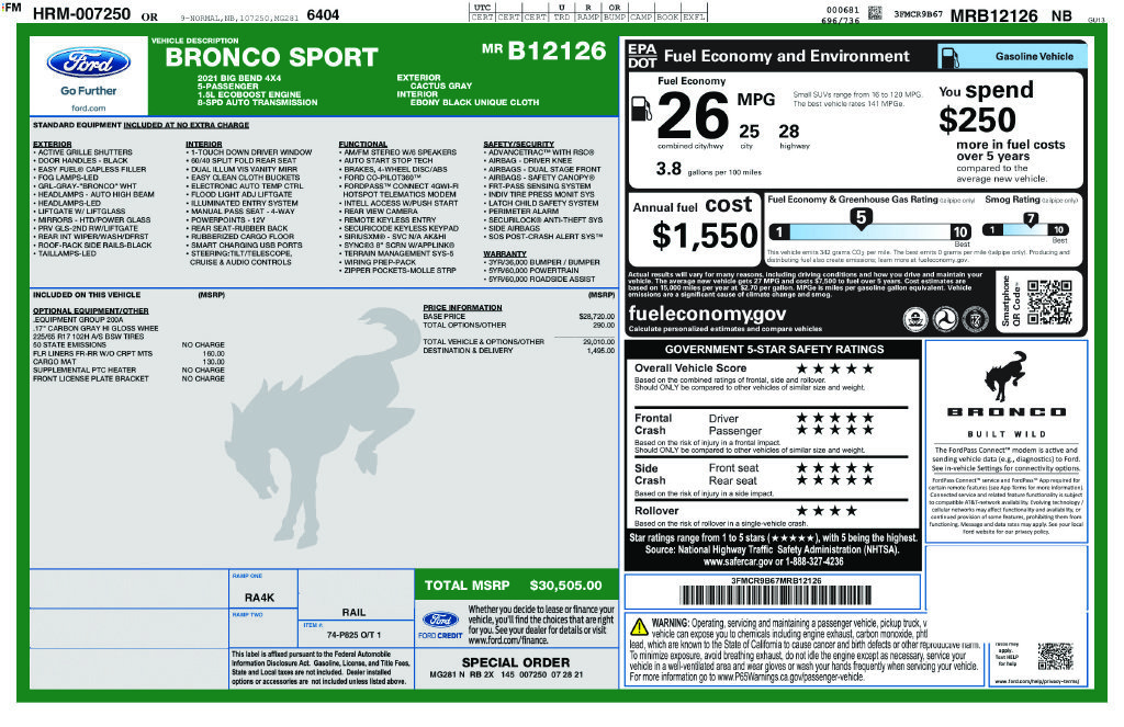 Certified 2021 Ford Bronco Sport Big Bend AWD/4WD image 27