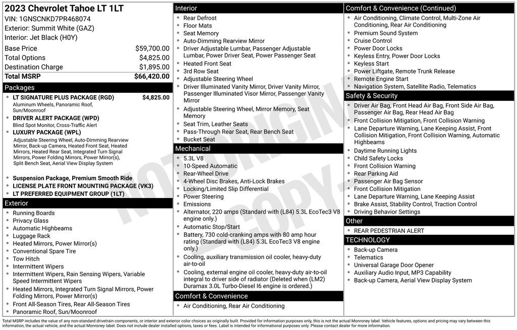 Used 2023 Chevrolet Tahoe LT w/ LT Signature Plus Package RWD image 2