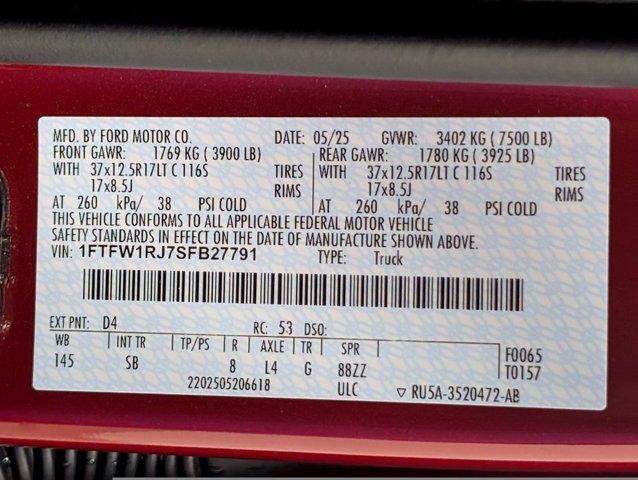 Certified 2025 Ford F150 Raptor w/ Equipment Group 803A Raptor R AWD/4WD image 31