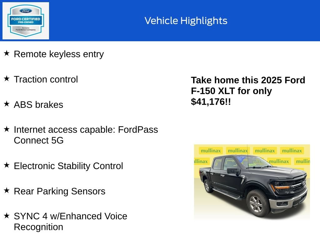 Certified 2025 Ford F150 XLT w/ Equipment Group 301A Standard AWD/4WD image 10