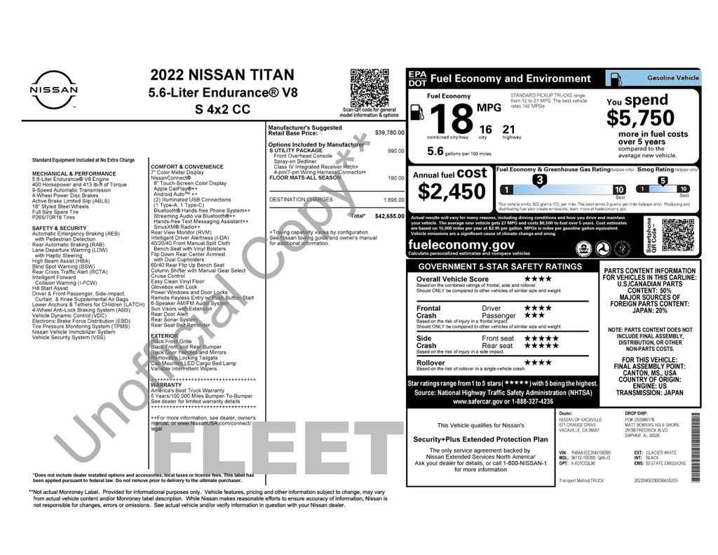 Used 2022 Nissan Titan S w/ S Utility Package RWD image 5