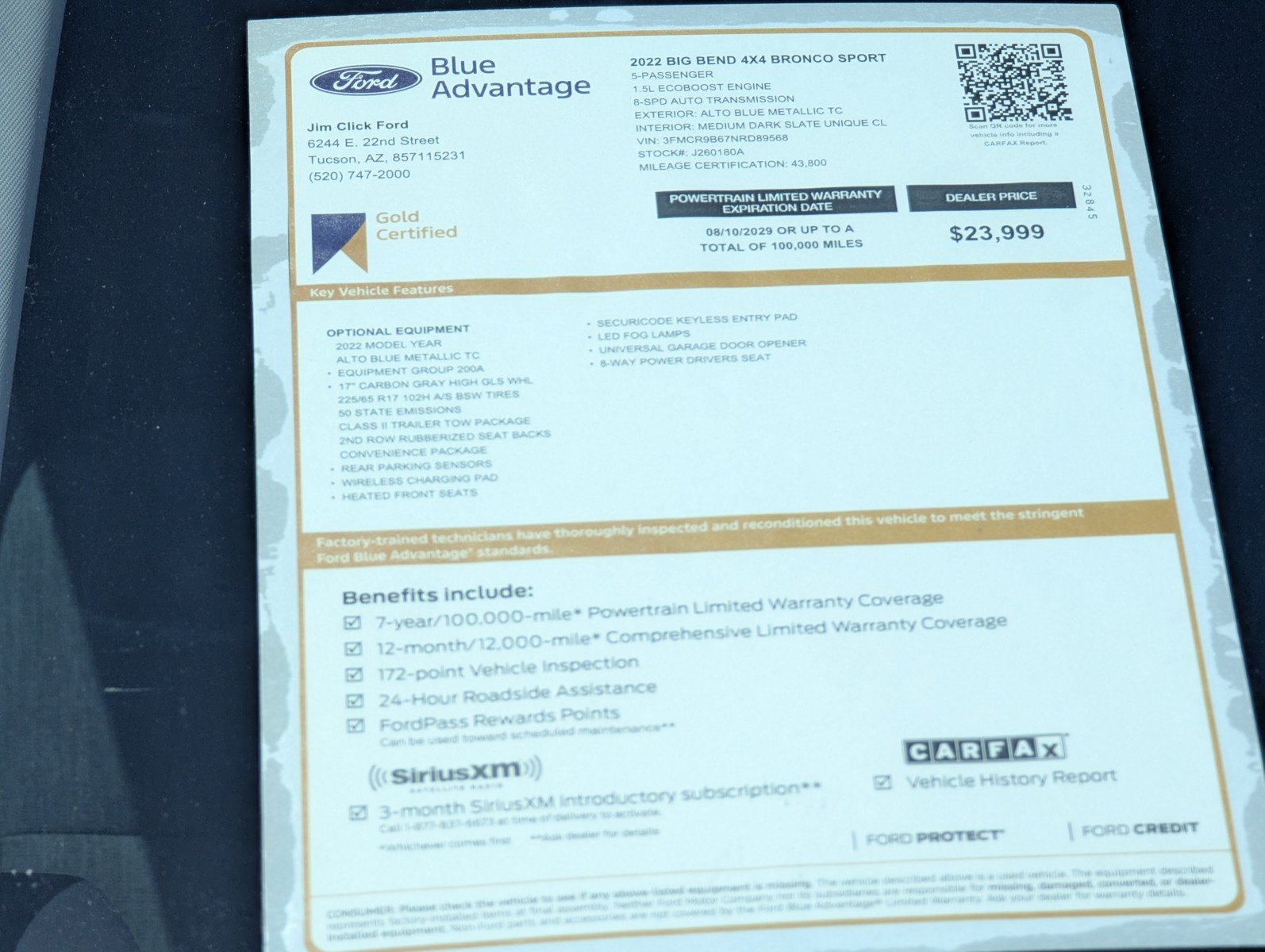 Certified 2022 Ford Bronco Sport Big Bend w/ Convenience Package AWD/4WD image 13