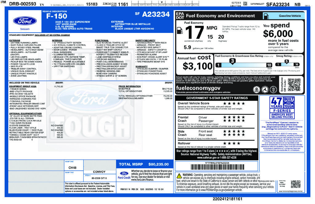 Certified 2025 Ford F150 Tremor w/ Equipment Group 402A High AWD/4WD image 41