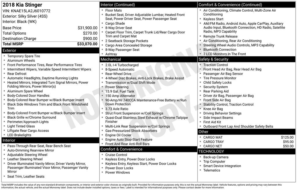 Used 2018 Kia Stinger Base image 27