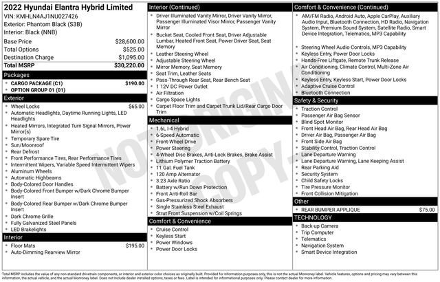 Used 2022 Hyundai Elantra Limited w/ Cargo Package image 38