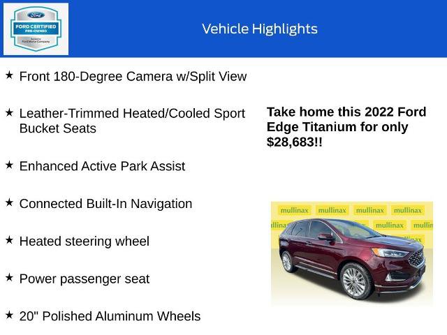Certified 2022 Ford Edge Titanium w/ Equipment Group 301A image 30