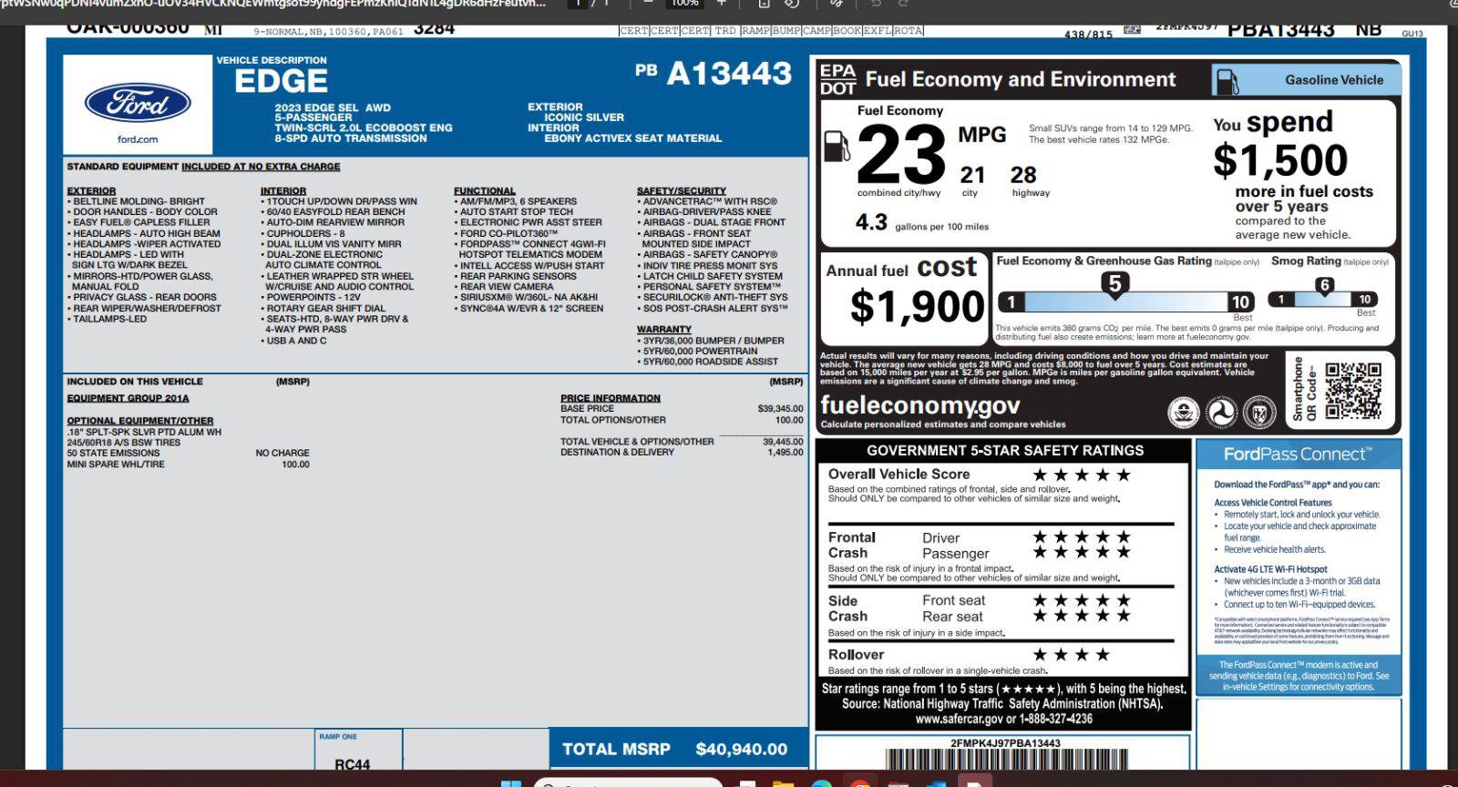 Certified 2023 Ford Edge SEL AWD/4WD image 4