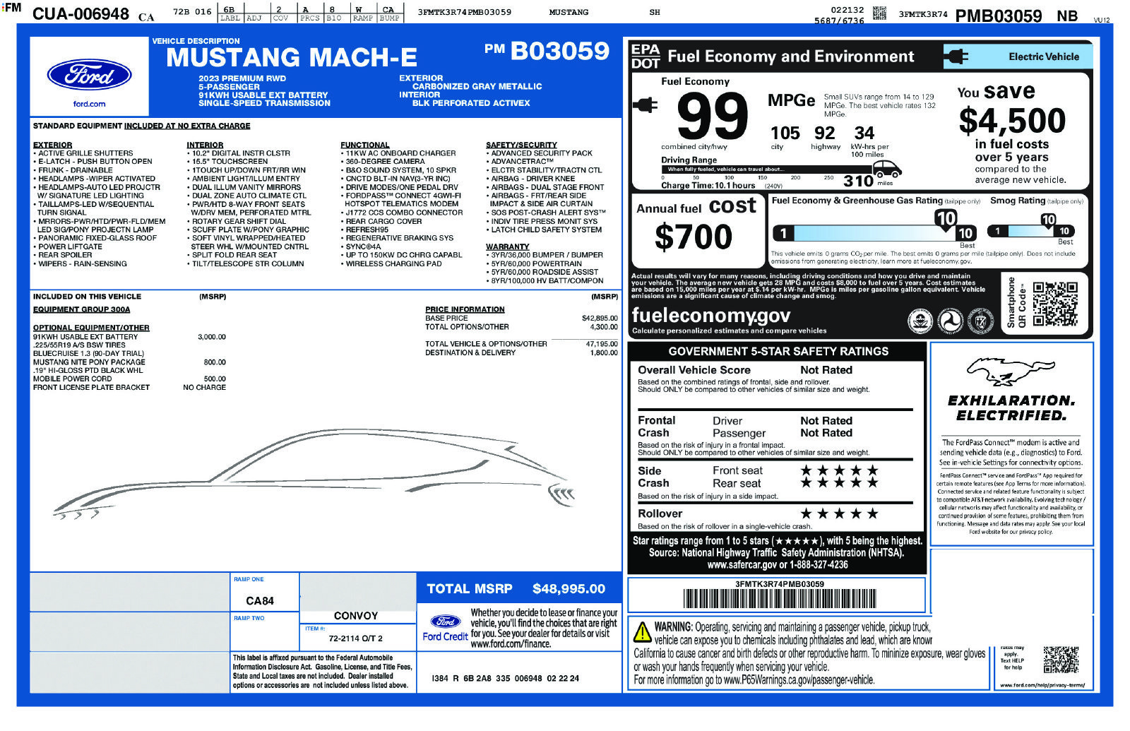 Certified 2023 Ford Mustang Mach-E Premium w/ Mustang Nite Pony Package RWD image 33