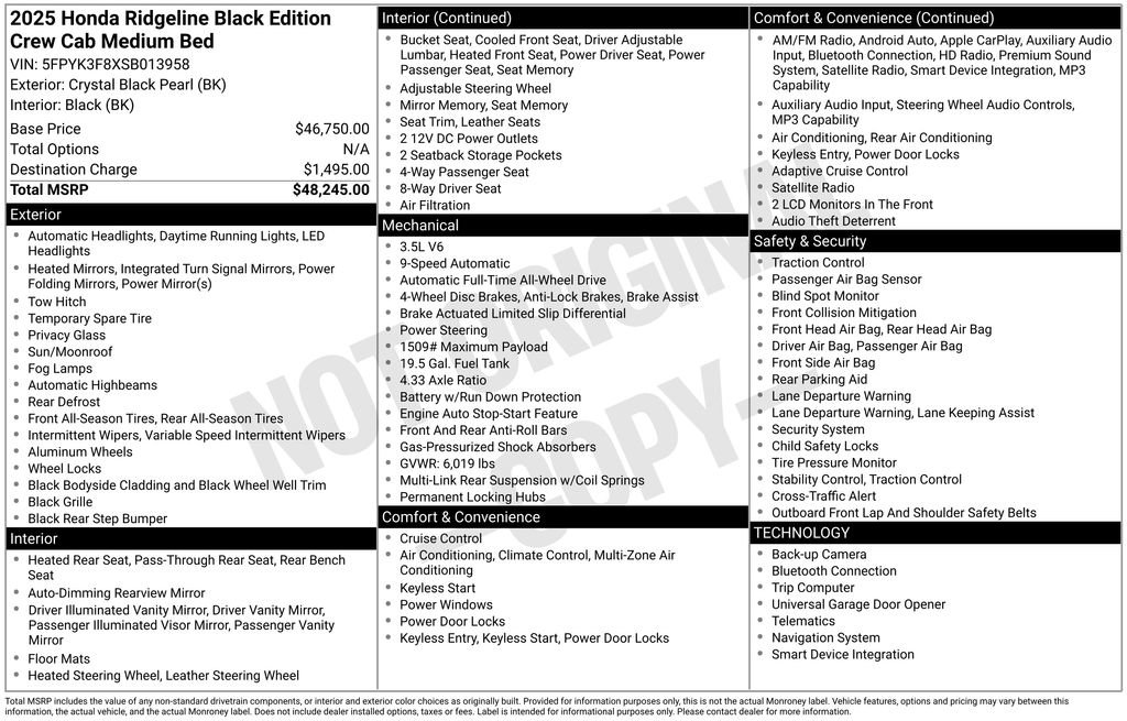 Used 2025 Honda Ridgeline Black Edition image 4