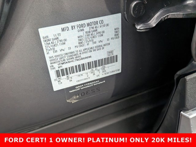 Certified 2022 Ford Explorer Platinum w/ Equipment Group 601A image 30