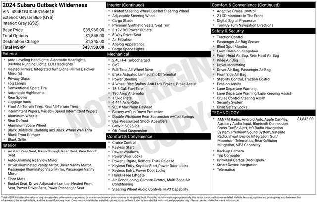 Used 2024 Subaru Outback Wilderness AWD/4WD image 27