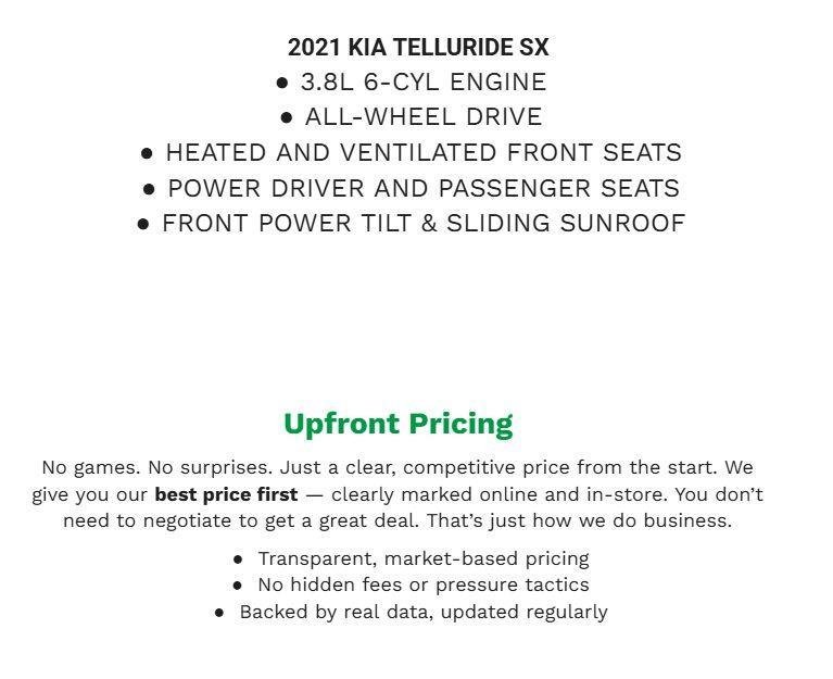 Used 2021 Kia Telluride SX w/ SX Prestige Package