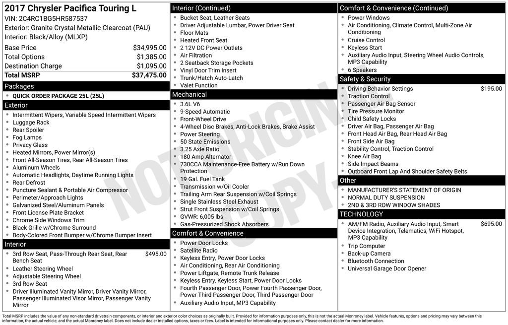 Used 2017 Chrysler Pacifica Touring-L FWD image 31