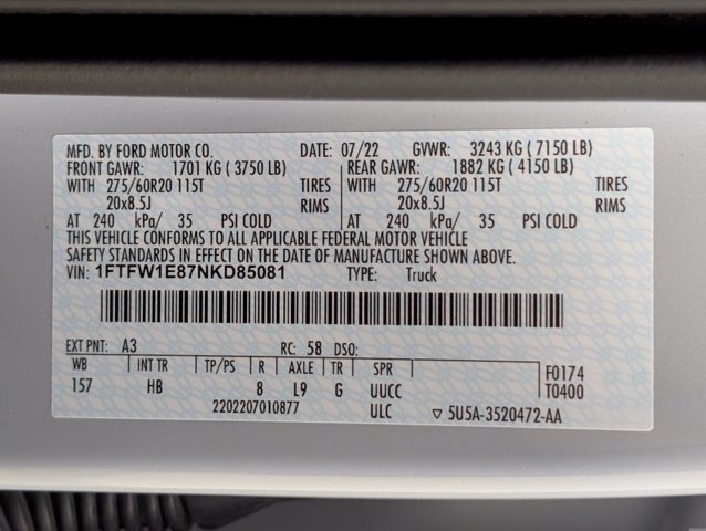 Certified 2022 Ford F150 Lariat w/ Equipment Group 502A High AWD/4WD image 34