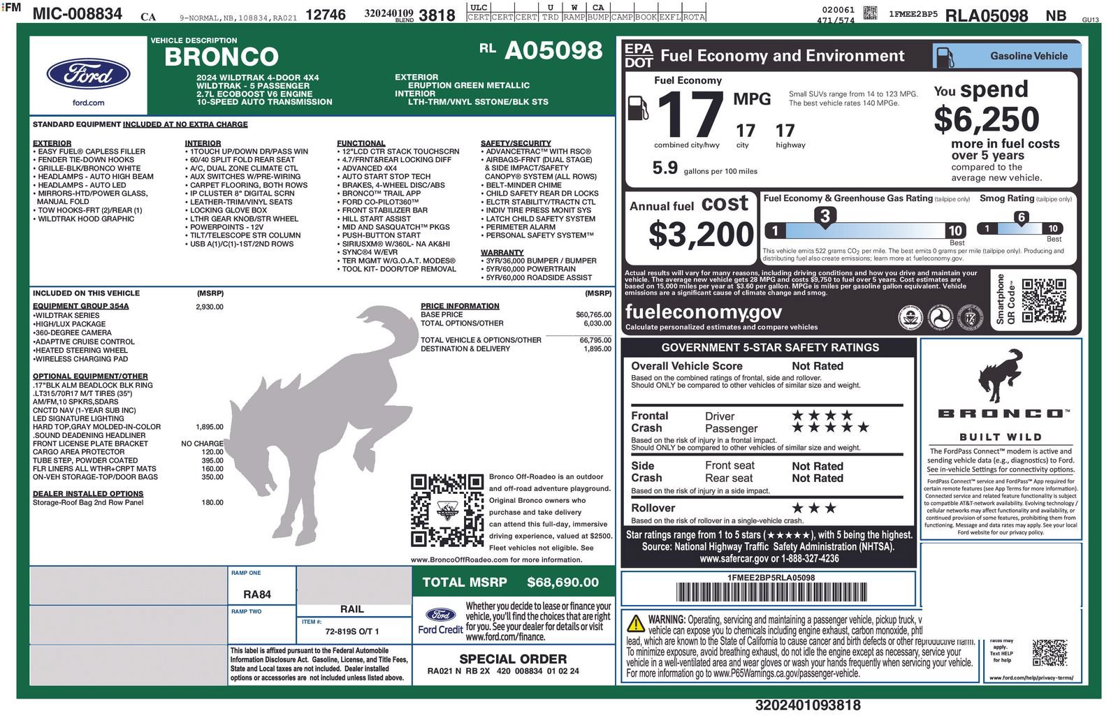 Certified 2024 Ford Bronco Wildtrak AWD/4WD image 33