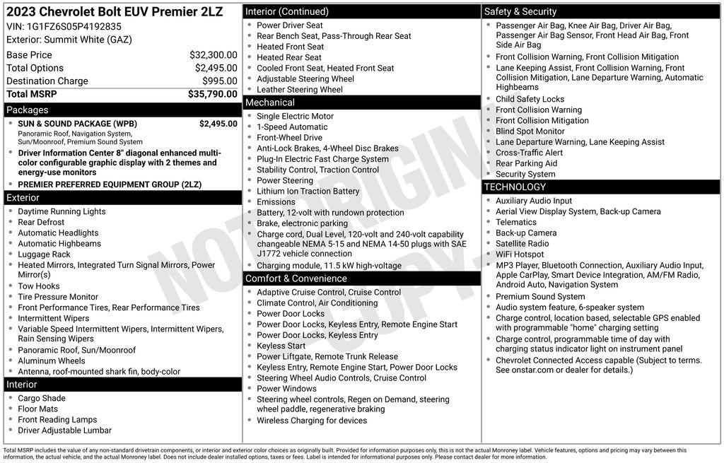 Used 2023 Chevrolet Bolt EUV Premier w/ Sun & Sound Package FWD image 5