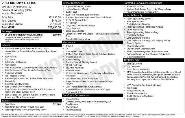 Used 2023 Kia Forte GT-Line w/ GT-Line Technology Package FWD image 34