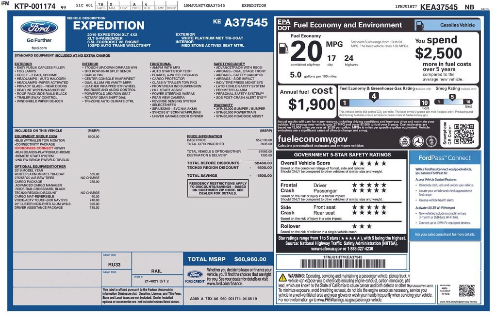 Certified 2019 Ford Expedition XLT w/ Equipment Group 202A RWD image 7