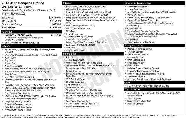 Used 2018 Jeep Compass Limited w/ Navigation Group image 61