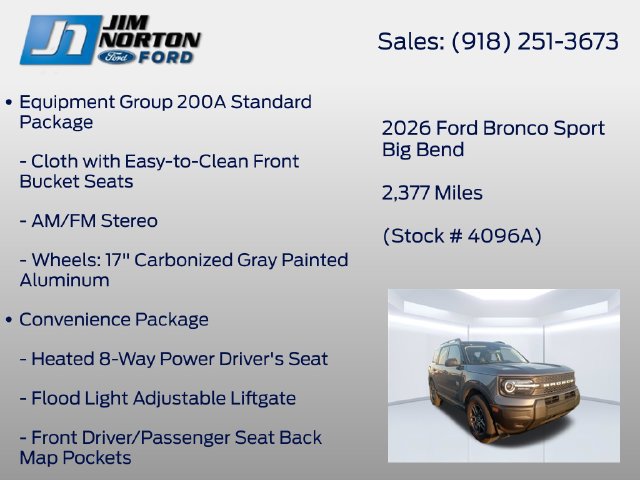 Certified 2026 Ford Bronco Sport Big Bend w/ Convenience Package AWD/4WD image 8