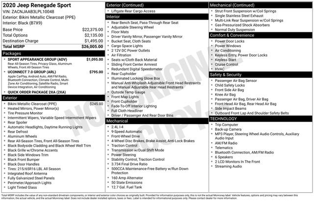 Used 2020 Jeep Renegade Sport w/ Sport Appearance Group FWD image 40