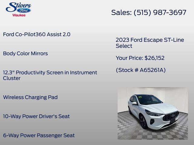 Certified 2023 Ford Escape ST-Line Select w/ Tech Pack #2 AWD/4WD image 34