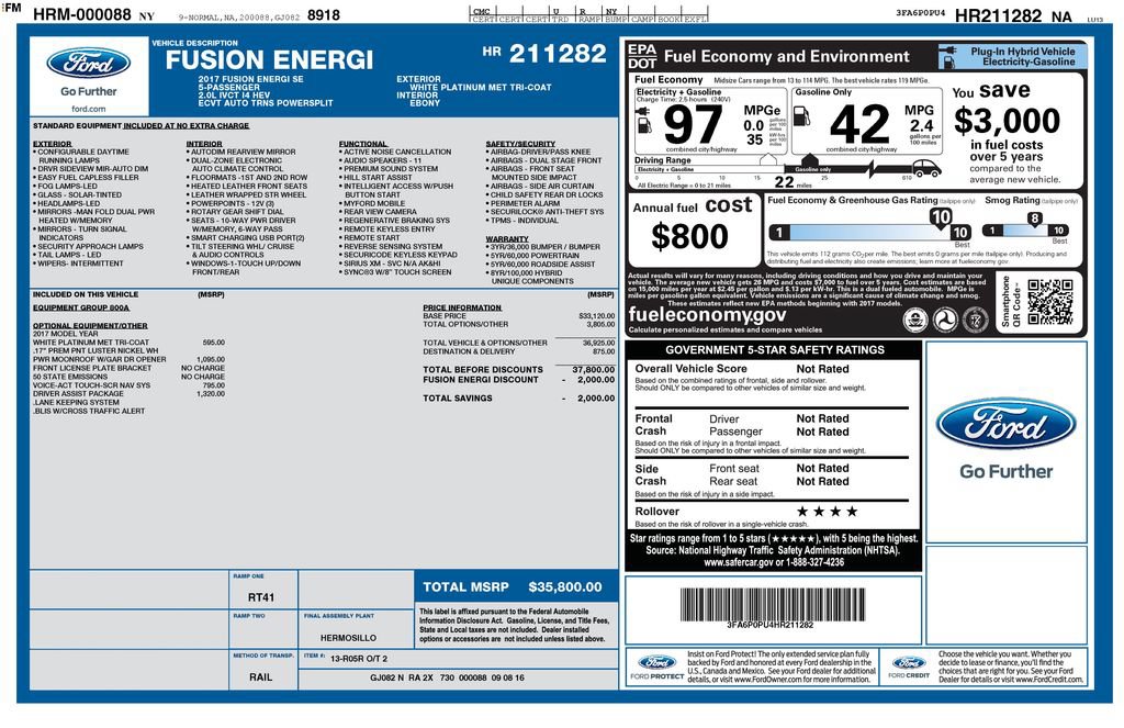 Certified 2017 Ford Fusion Energi SE FWD image 2
