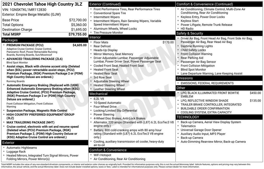 Used 2021 Chevrolet Tahoe High Country w/ Premium Package image 9