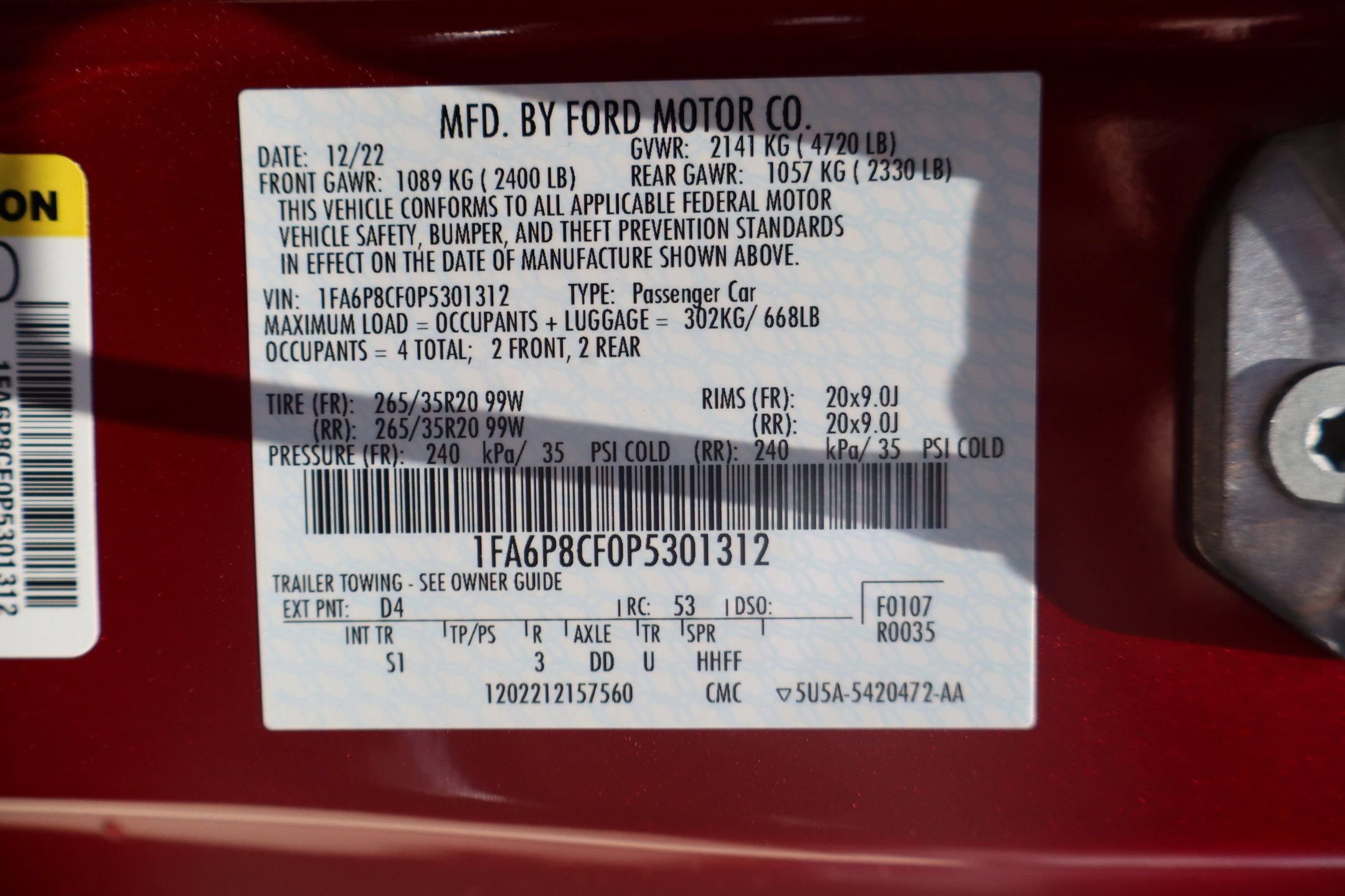 Certified 2023 Ford Mustang GT Premium w/ Equipment Group 401A RWD image 28